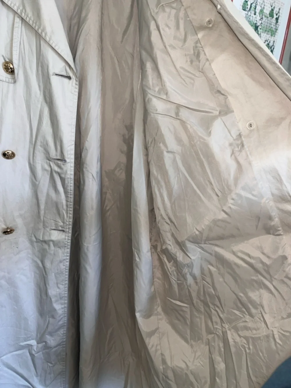 Vintage London Fog Khaki Trench Coat Double Breasted 10 Petite USA Londontown